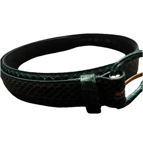 Vintage 80s Genuine Snakeskin Belt Teal Green Exotic Made In Taiwan Womens Small