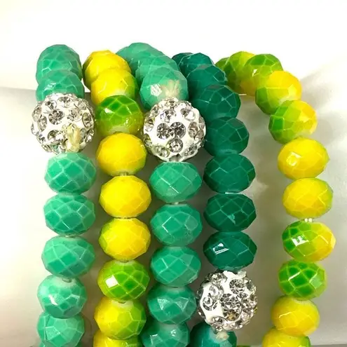 Amrita Singh green and yellow stretchy bracelet bundle