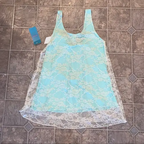 julie's closet NEW White & Blue Lace Tank Top w/ Bow NWT