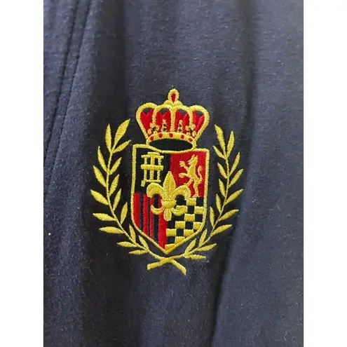 Y2K Chaus Navy 100% Cotton Cardigan Nautical Crest PREPPY Gold Buttons L Blue Size L