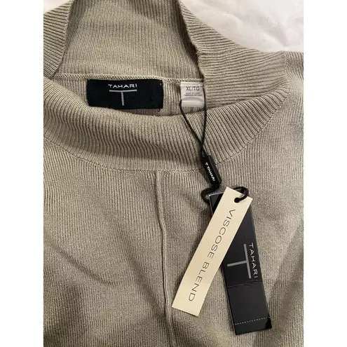 Tahari Mock Neck Sweater Short Sleeve Green Size XL NWT