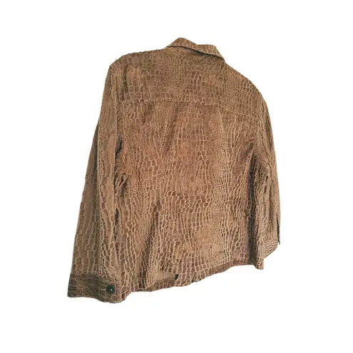 Ruby Rd Vintage Faux Fur Crocodile Leather Jacket Retro Large Brown Boho Earthy