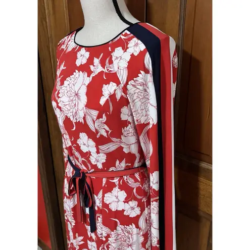 Maggy London Jewel Floral Printed Dress Women's Size 8 Red White Blue NEW