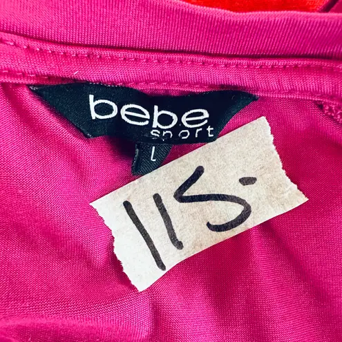 Bebe Sport Cropped Pink T-Shirt Logo Size Large Polyester Spandex