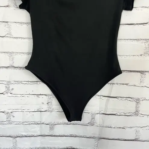 Chicme Black Ribbed Bodysuit Women’s Large Stretch Fitted One Piece Casual Chic