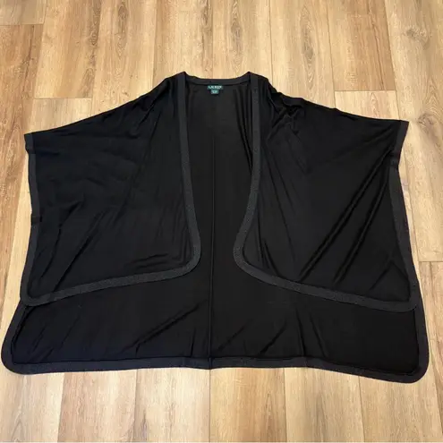🌟LAUREN RALPH LAUREN🌟 SWEATER KNIT RUANA WRAP W. LUREX TRIM BLACK ONE SIZE