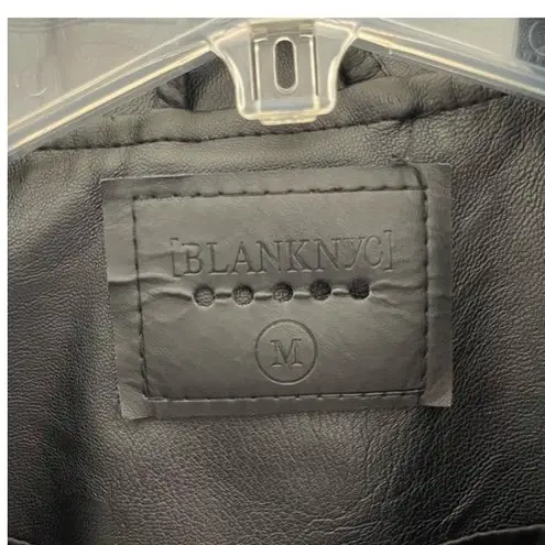 BLANKNYC Womens Black Striped Hem Zippered Cuffs Biker Moto Jacket Medium