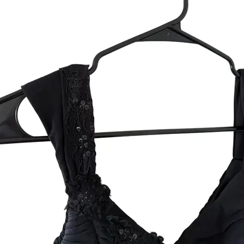 Sue Wong Vintage Black Beaded Ruched Dress