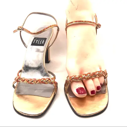 VINTAGE 1990'S RICHARD TYLER COPPER & GOLD BRAIDED LEATHER PUMPS (7M) Size 7