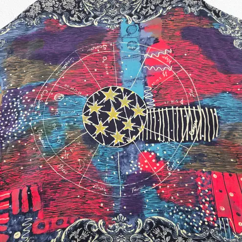 Vintage 90s Carole Little Art Print Kimono Jacket Open Front Cardigan Size 10 Black - Image 6
