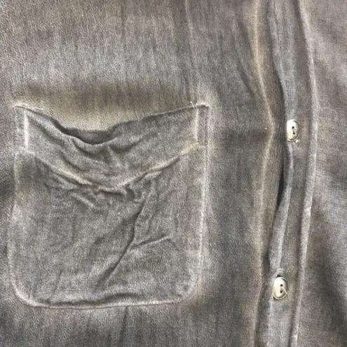 Stillwater Gray Long Sleeve Button Front Tuxedo Tail Blouse Top S