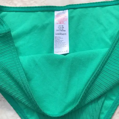 Topshop Vibrant Green Ribbed High Waisted  Bikini Bottoms