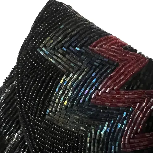 Vintage ADG Beaded Chevron Clutch – 80s/90s Rainbow Glam Black