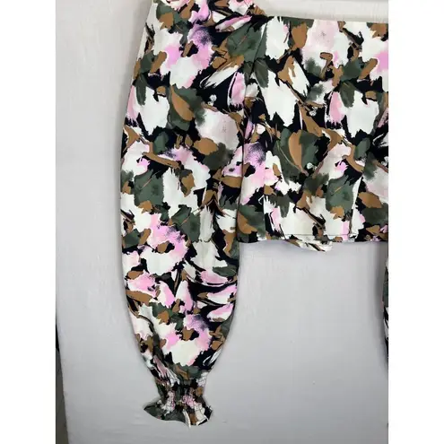 VERO MODA CROP TOP Hui Floral Print Long Sleeves Off Shoulder Top Size XS