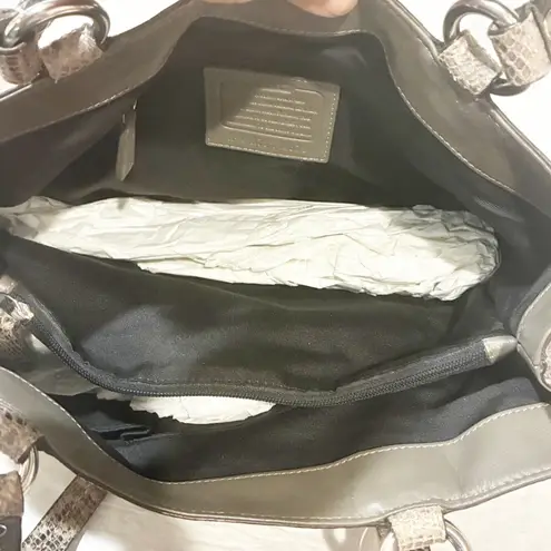 Coach  Python Snakeskin Embossed Leather Carryall Tote Gray #F19679