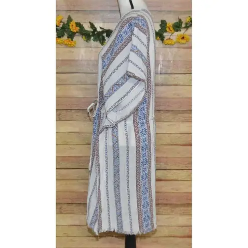 easel Size M Kimono Top Coverup Open Front Cardigan Geo Print Boho Tassels