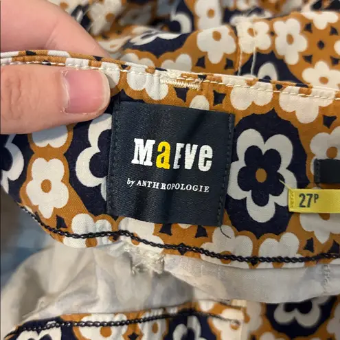 Maeve Anthropologie Colette Cropped Wide Leg Pants 70s Floral Hippie Sz 27 p