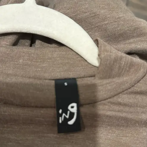 ING Brown Knit Swing Dress Keyhole Back Long Sleeve Size S