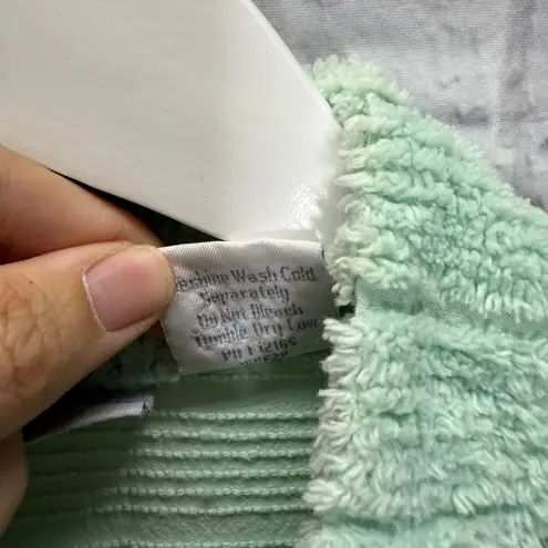 Blair Vintage Chenille Robe Button Front Mint Green Size M Striped Texture