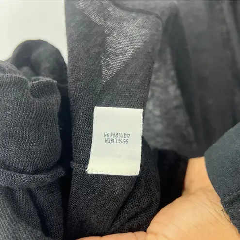 Kenneth Cole New York Black Linen Blend Draped Open Front Cropped Cardigan S