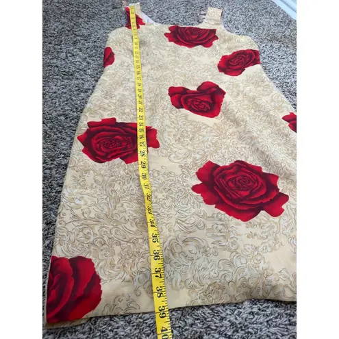 Vtg Mary Mcfadden Gold Rose Mini Shift Dress Sz 14 Floral Old Money Career Brown