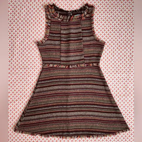 She & Sky retro brown tweed twill boho bohemian dress juniors size medium