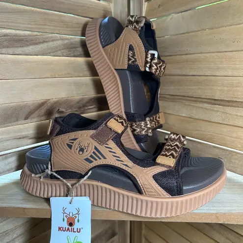 Kuailu Women's Arch Support Orthotic Athletic Sandals Tan Size 7