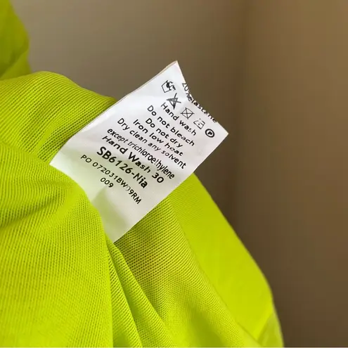 House Of CB  'Nia Acid like Green neon Ruched Midi Dress asymmetrical size L NWOT