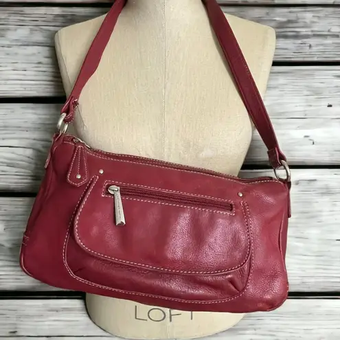 Stone Mountain Red Pebbled‎ Leather Shoulder Purse