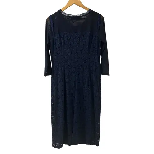 Allegra K Dress Mesh Sheer Long Sleeve Stretch Knit Floral Lace Bodycon Large