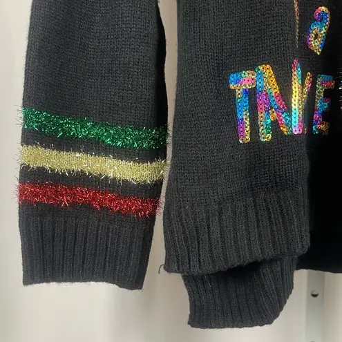 33 Degrees Size Medium Funny Santa Ugly Christmas Sweater Embroidered Sequin Black