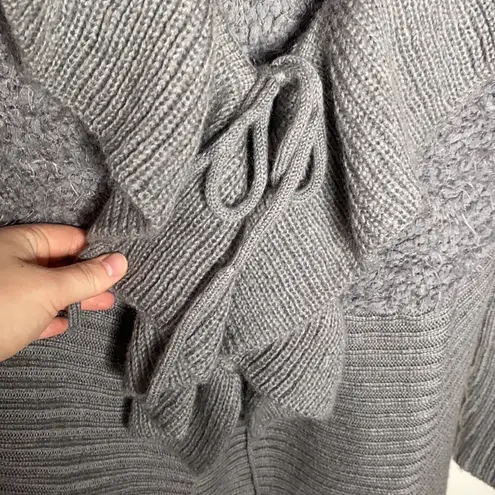 Allison Brittney mixed texture longline ruffle neckline front tie cardigan sz M - Image 7