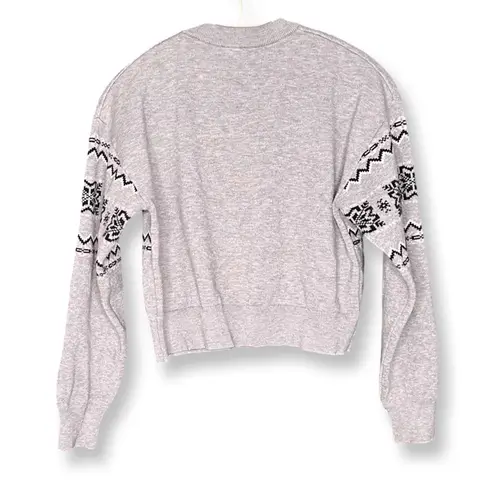 Arden B Cropped Gray Alpine Ski Sweater Sz S