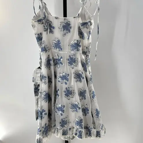Athena Procopiou Size 2 French Fairytale Ruffle Wrap Dress Blue White Floral