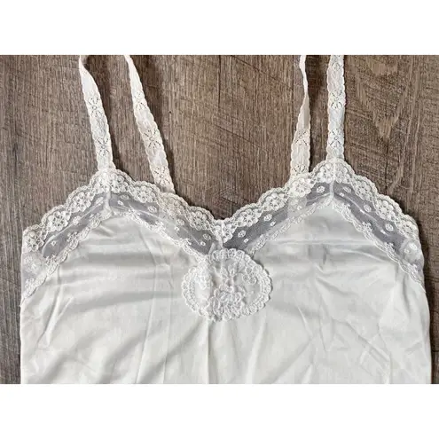 Vintage lace trimmed tank top lingerie white size S White