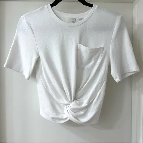 Wilfred Free Aritzia White Knit Short Sleeve Top with Front Knot, Size S - Image 3