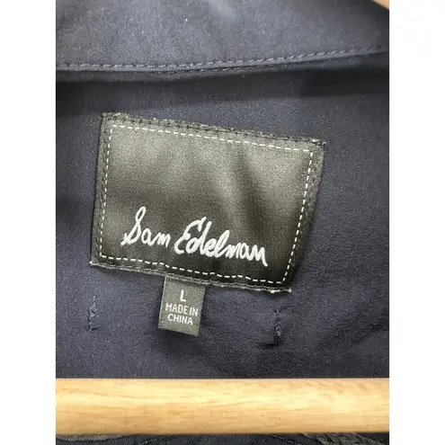 Sam Edelman  Navy Blue Waterproof Button Down Rain Coat Jacket Nylon Women Size L