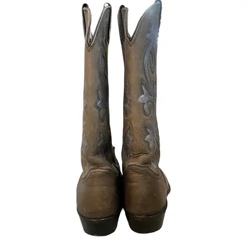 Justin Boots Justin Brown SIlver Leather Western Cowboy Boots Men's sz 7.5 D Women's size 9.5