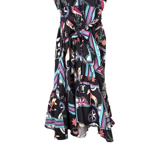 PATBO Cordel Print Belted Midi Dress NWT Sz 4 Black
