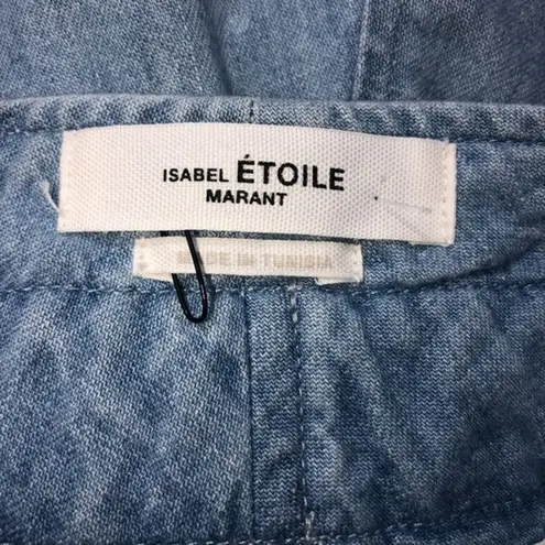 Isabel Marant Etoile Marius Light Blue Cotton Tie Waist Utility Shorts 38 NWOT