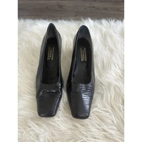 J. Renee Women's Black Pumps 8.5 Gold Accents Square Toe Formal Heel