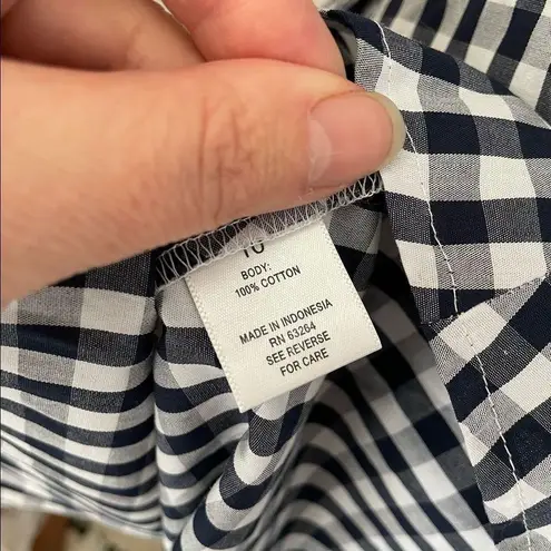 Westport Dress Barn Navy Gingham Button Front Sleeveless Shirt Dress NWT 10