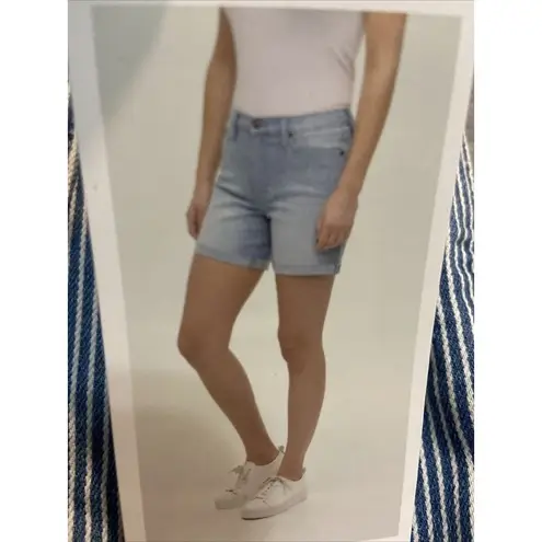 Calvin Klein Jeans Womens Shorts Sz 16 Roll Cuff Denim Stripe Blue High Rise