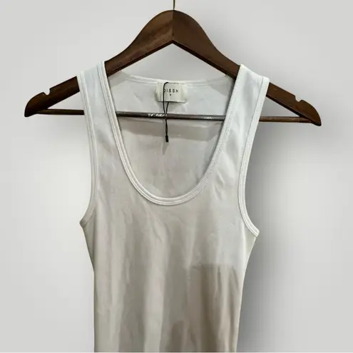 DISSH Troy White Ribbed Cotton Tank Top Size Medium Scoop Neck Minimalist Basic
