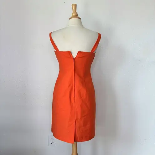 Wrapper Vintage 90s Solid Orange Sleeveless Sheath Dress