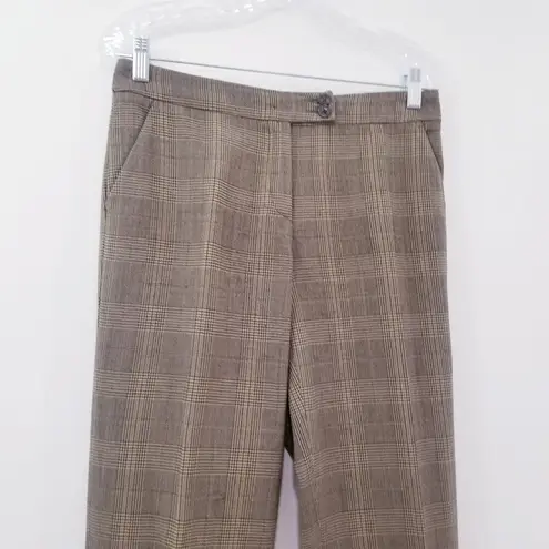 ETRO Plaid Hounds tooth Print Mid Rise Trouser Folded Hem Brown Size 29