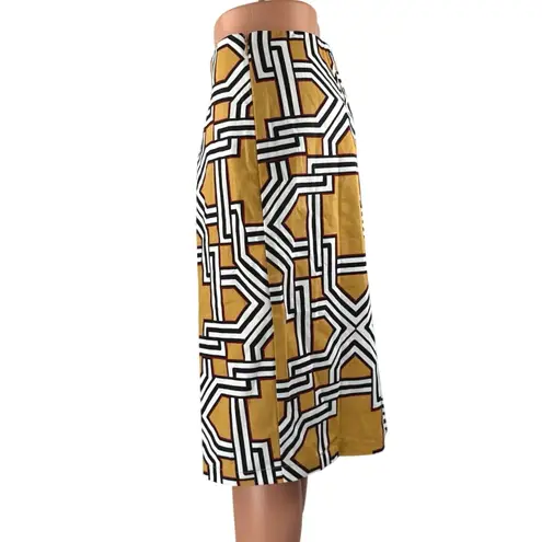 Jaclyn Smith NEW Yellow White High Waist Geometric Pencil Knee Length Skirt Sz L