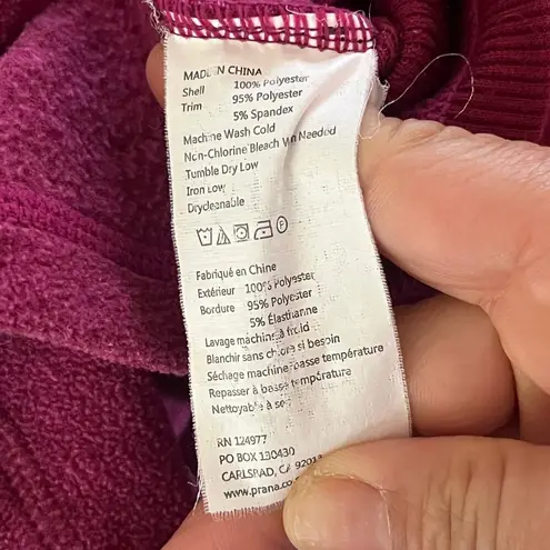 prAna Women's Drea Pink Zip Hoodie Jacket Fleece Stretch Moisture Wicking Small