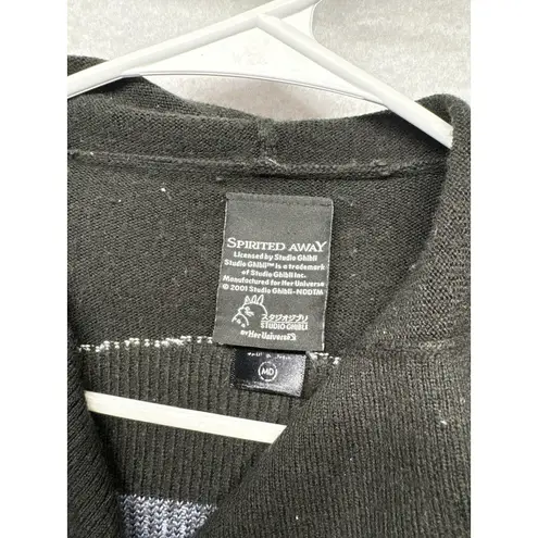 Studio Ghibli Spirited Away No Face Hooded Open Front Cardigan Size Medium Black