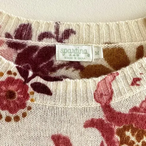 Spartina 449 Fall Floral Crewneck Sweater, Size Medium